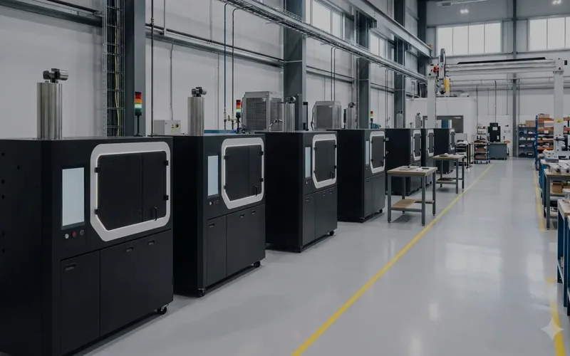 Foundry Lab casting machines in rows on the production floor