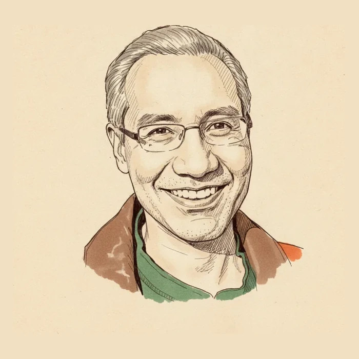 Hand-drawn portrait of Ajay Gupta, Partner at NZVC