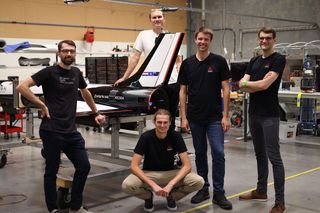 The five Dawn Aerospace cofounders with the Mk-II Aurora