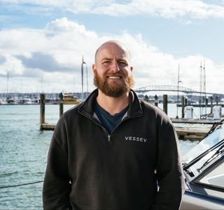 Eric Laakmann beside the water
